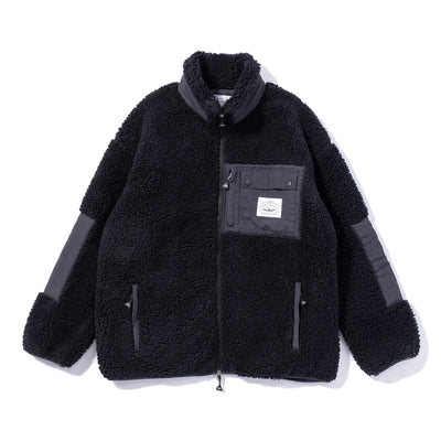 JACQUARD SHERPA JACKET BLACK OUTERWEAR S BLACK