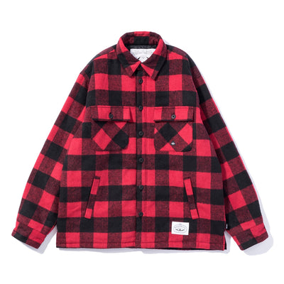 INSULATED WOOL OVERSHIRT JACKET RED OUTERWEAR S RED