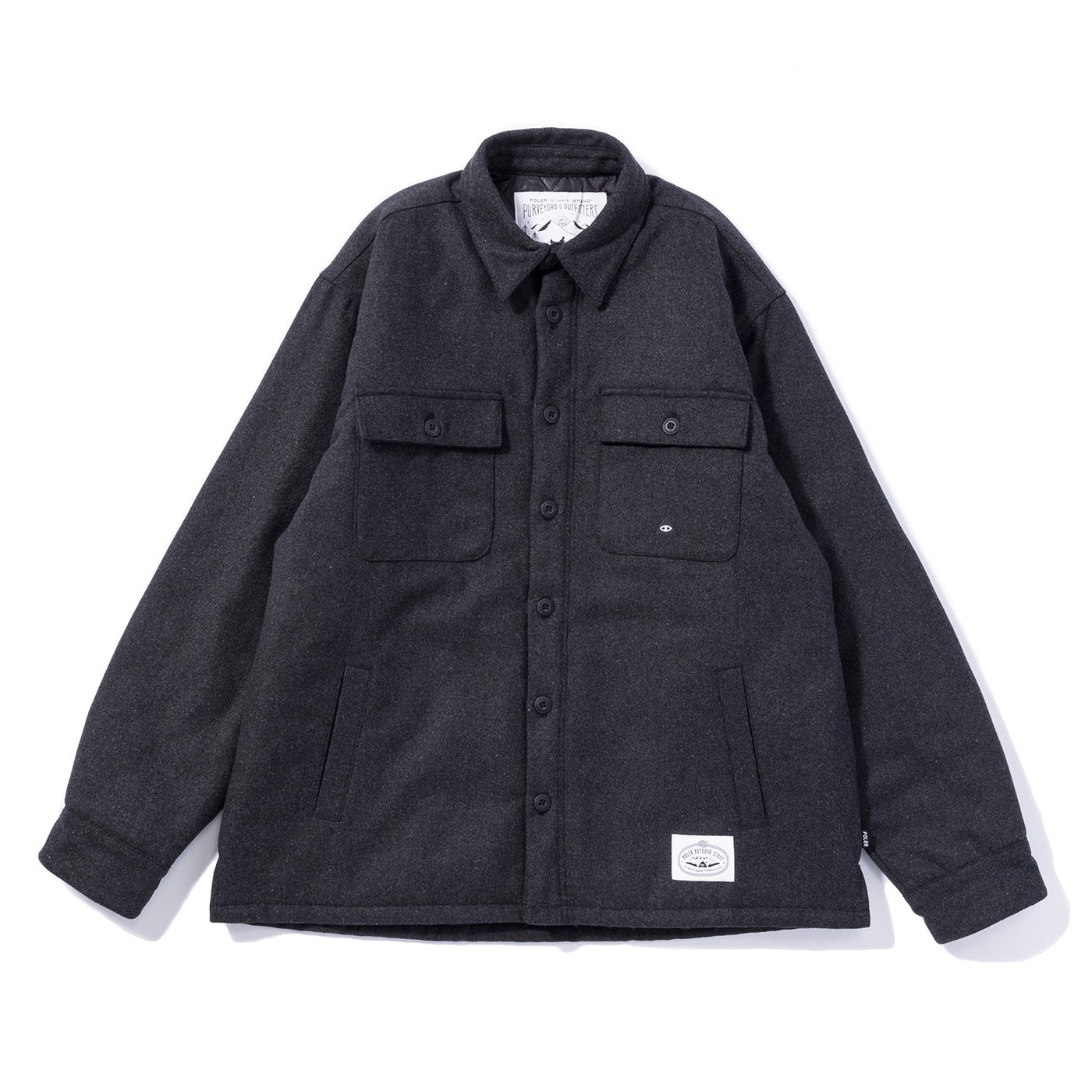 INSULATED WOOL OVERSHIRT JACKET BLACK OUTERWEAR S BLACK