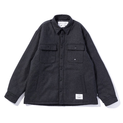INSULATED WOOL OVERSHIRT JACKET BLACK OUTERWEAR S BLACK
