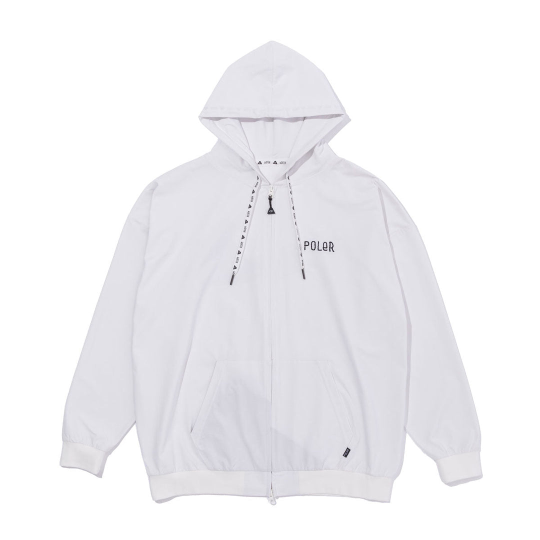 Furry Font Quick-Dry Zip Hood - white Sweatshirts + Hoodies