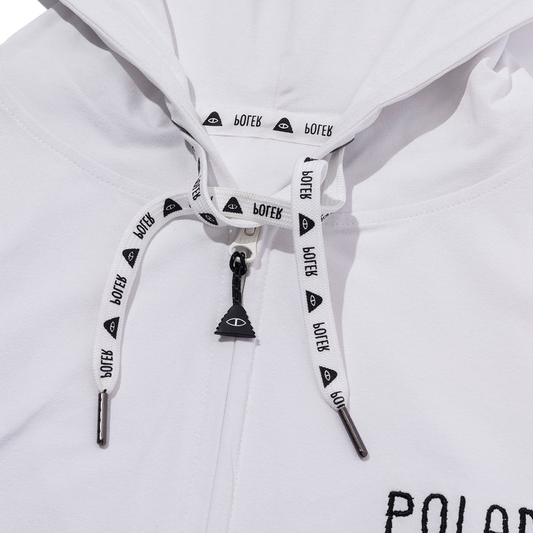 Furry Font Quick-Dry Zip Hood - white Sweatshirts + Hoodies