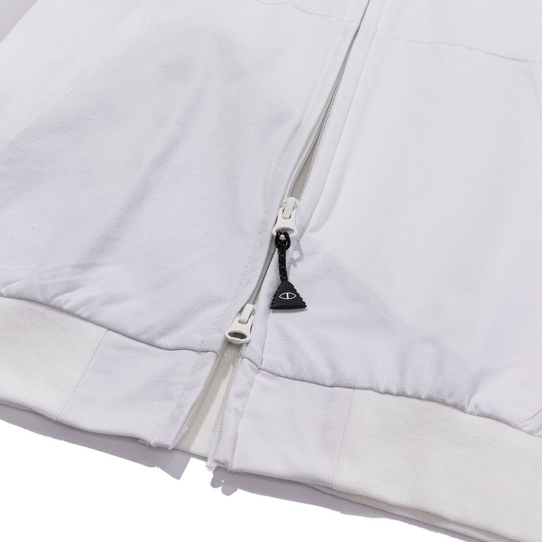 Furry Font Quick-Dry Zip Hood - white Sweatshirts + Hoodies