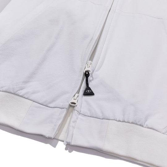 Furry Font Quick-Dry Zip Hood - white Sweatshirts + Hoodies