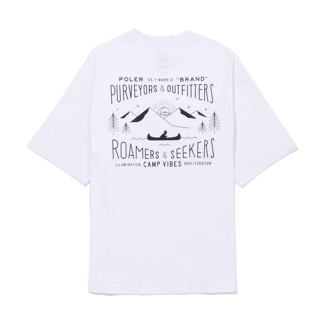 CAMP VIBES Label Relax Fit Tee Shirts M WHITE