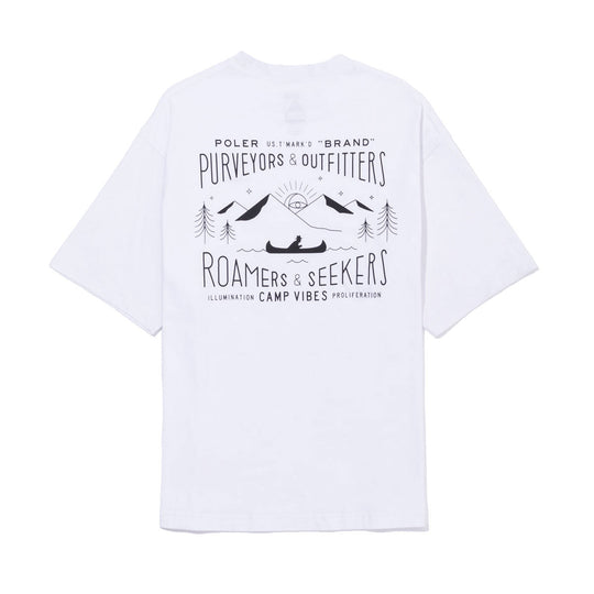 CAMP VIBES Label Relax Fit Tee Shirts M WHITE