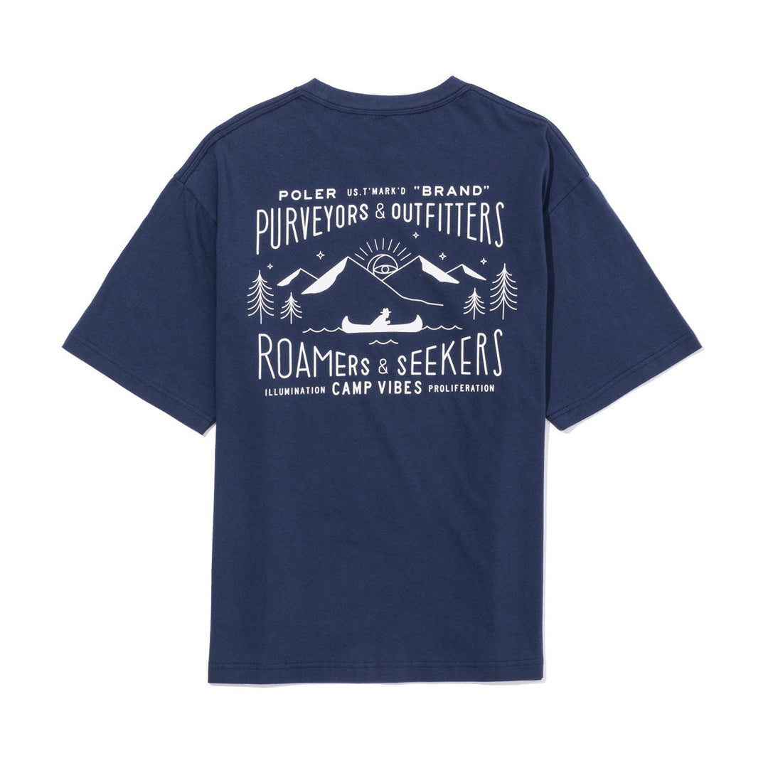 CAMP VIBES Label Relax Fit Tee Shirts M NAVY