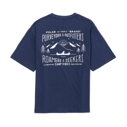 CAMP VIBES Label Relax Fit Tee Shirts M NAVY