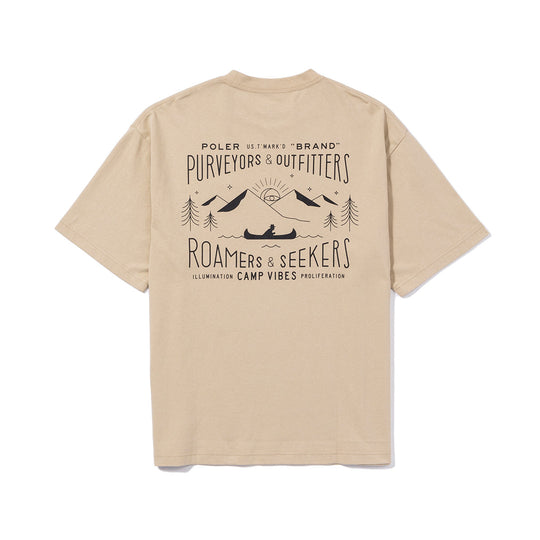CAMP VIBES Label Relax Fit Tee Shirts M KHAKI