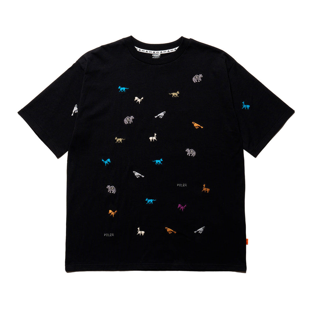PRM Wash Emb Tee - animal black Shirts M BLACK