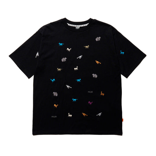 PRM Wash Emb Tee - animal black Shirts M BLACK