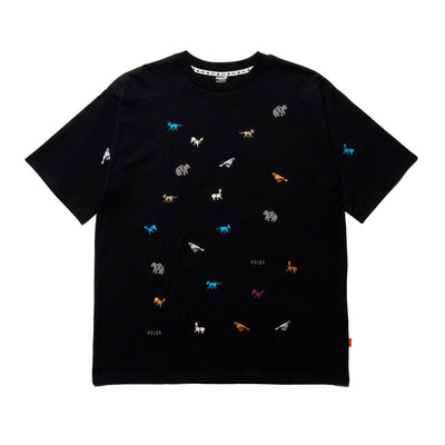 PRM WASH EMB TEE ANIMAL TEE SHIRTS M BLACK