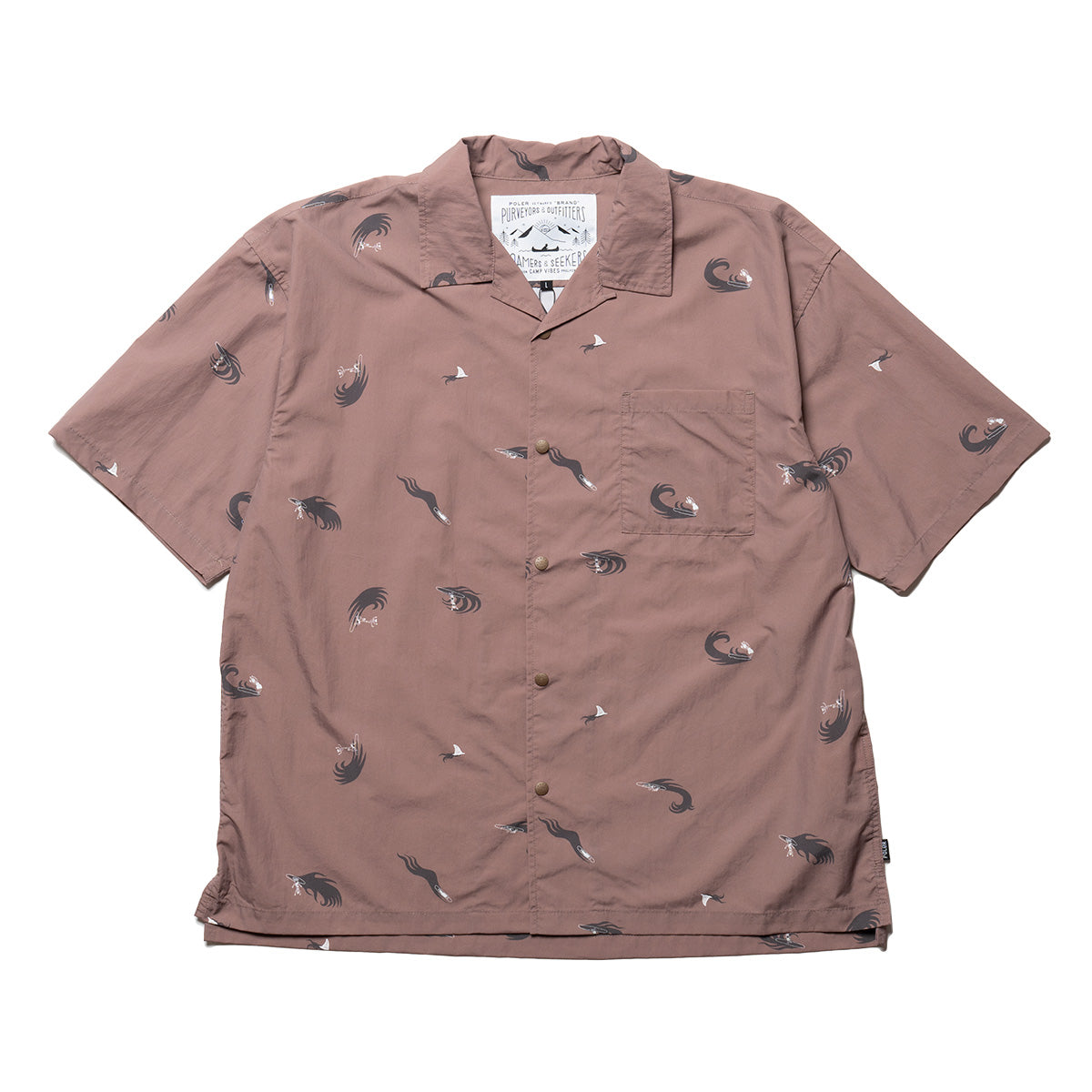 SHIRRING NYLON SHIRT SHIRTS S BROWN