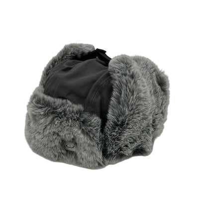 MILITARY FUR VISOR CAP HEADWEAR GRAY