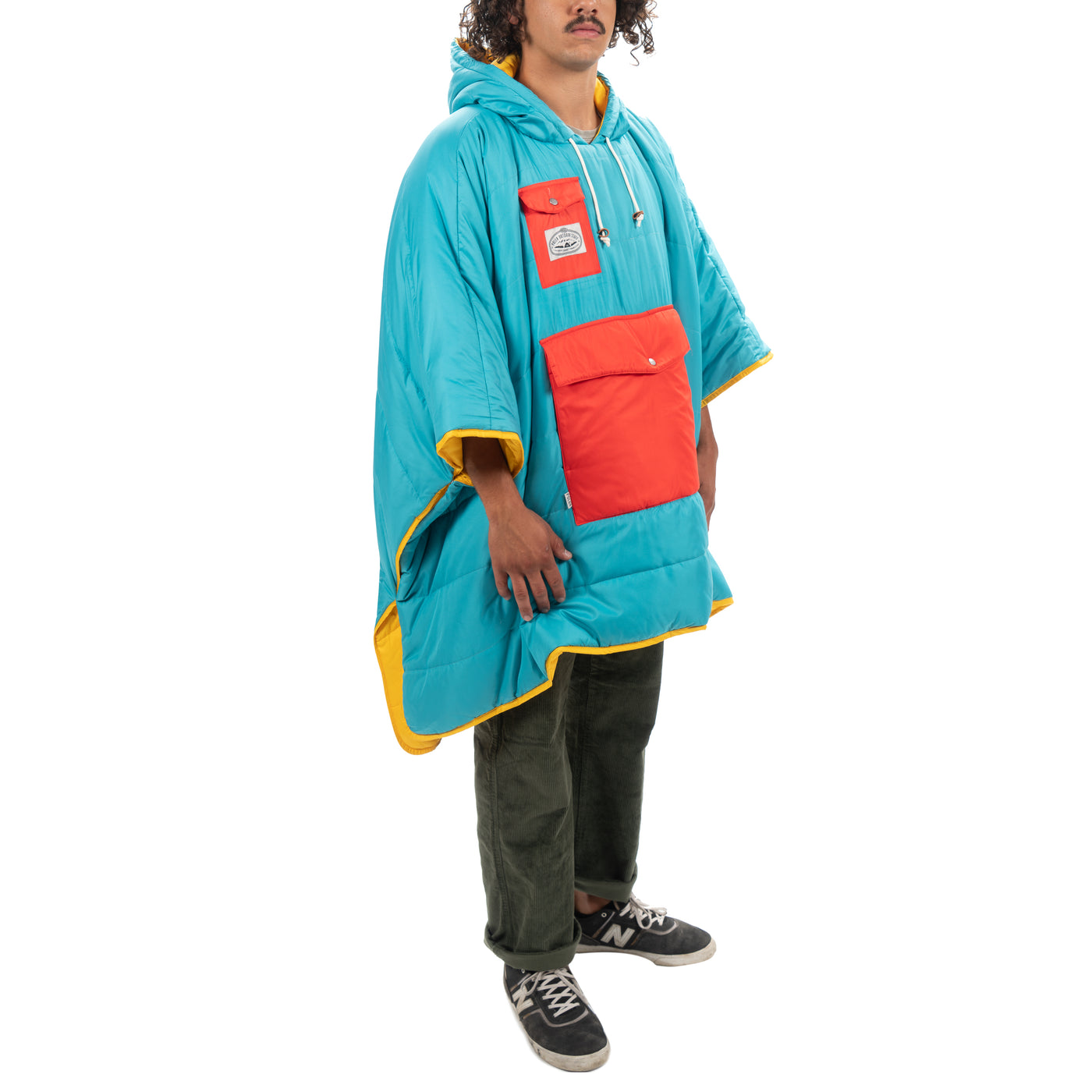 Reversible Poncho - Goldenrod / Blue Pine Poncho   