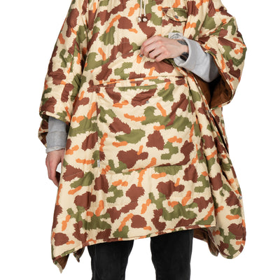 Reversible Poncho - Furry Camo Sand Poncho   