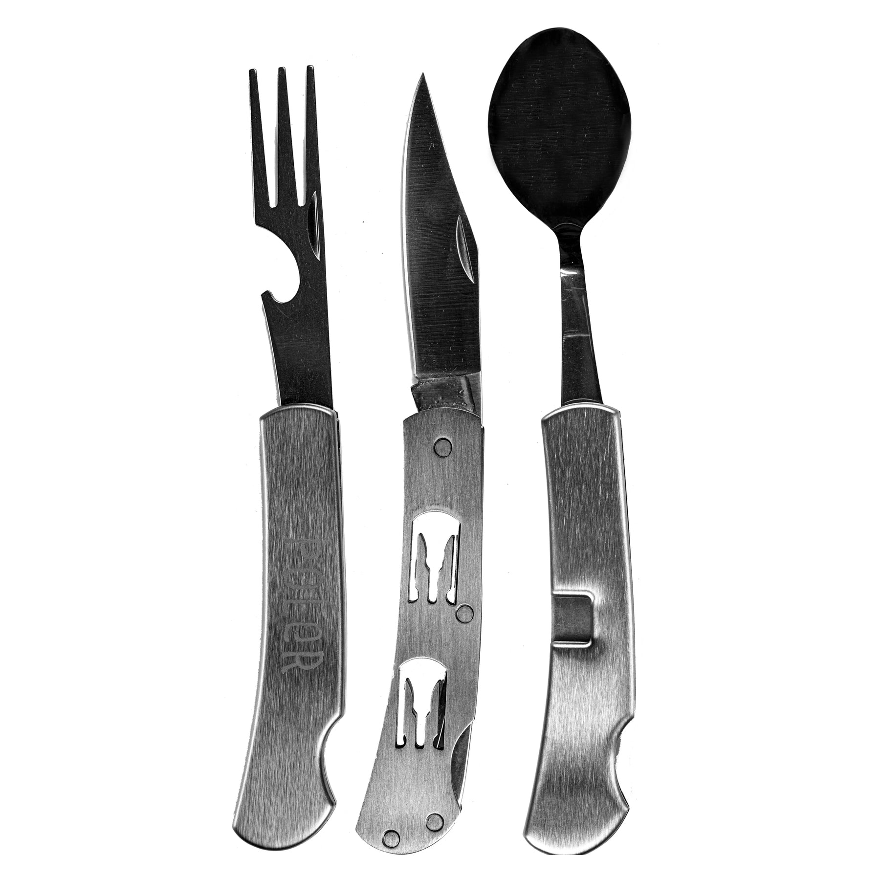 Fork,　Hobo　Spoon,　Opener　4-in-1　Knife　Bottle　Knife,　Poler